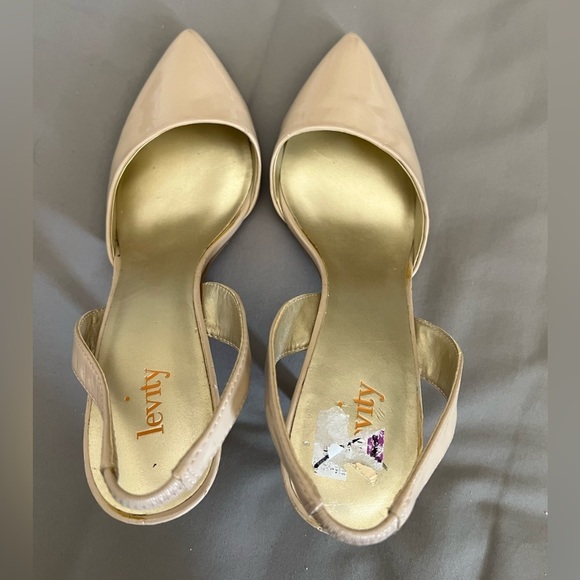 Levity Elegant Patent Leather Nude Slingback Heels 9 - Picture 3 of 5